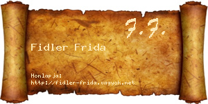 Fidler Frida névjegykártya